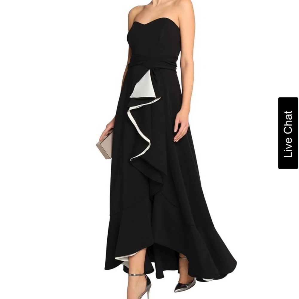 Badgley Mischka strapless ruffled crepe gown